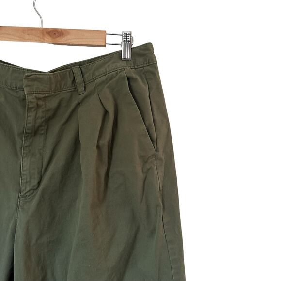 Gap Pleated Wide Khaki Coastal Minimalist Pants In Army Green Size 16 - Picture 7 of 13